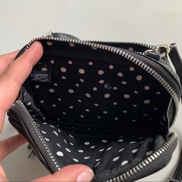 Brighton Zebra Print Leather Crossbody Bag Purse Black White Small - Picture 8 of 11